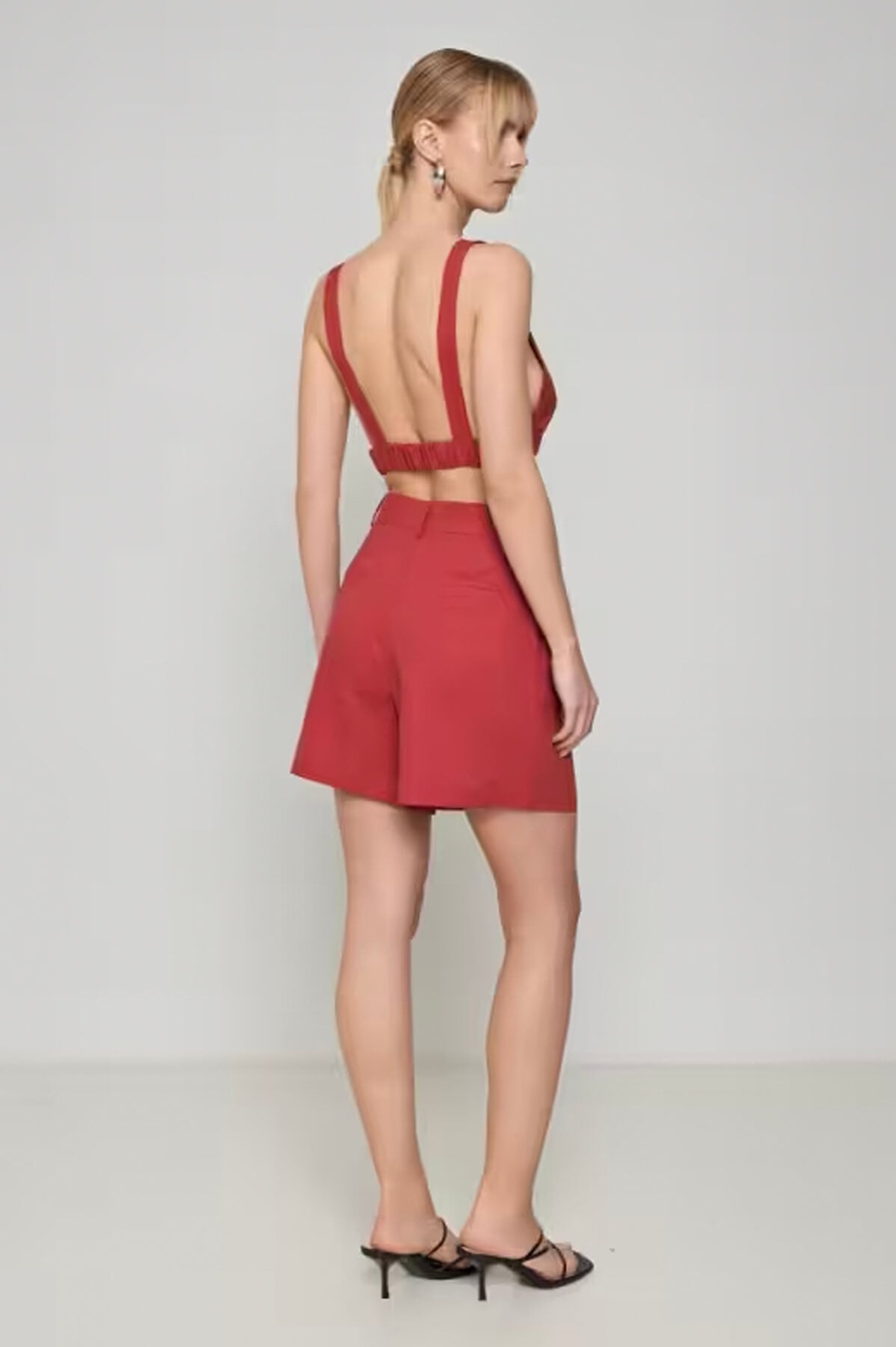 Σορτς υφασμάτινο λινό terracotta