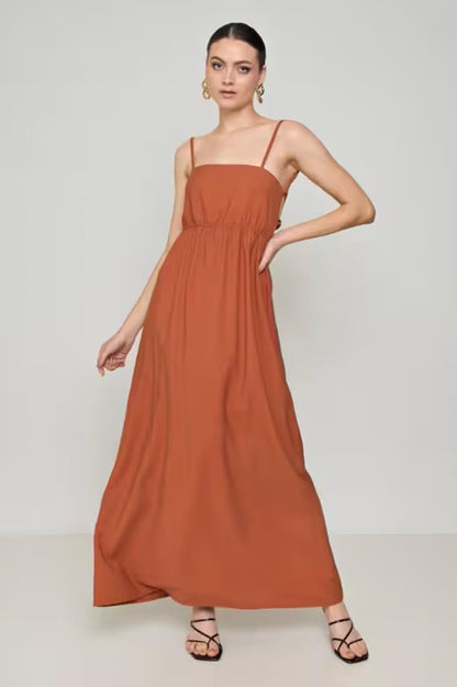 Φόρεμα εξώπλατο με τιράντα Terracotta