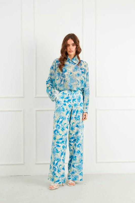 Πουκαμίσα μπλε floral