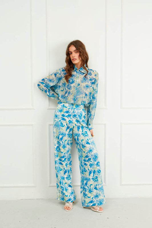 Πουκαμίσα μπλε floral