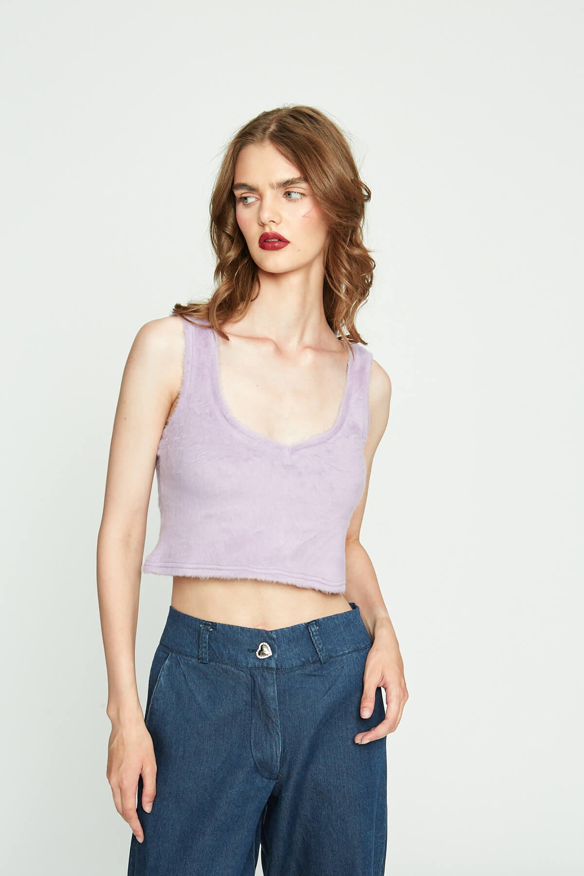 Crop top μοχέρ λιλά