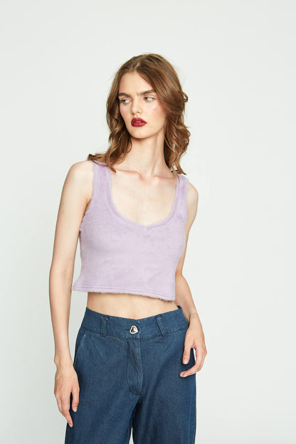 Crop top μοχέρ λιλά