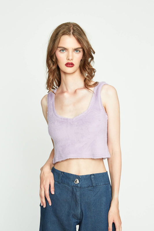 Crop top μοχέρ λιλά