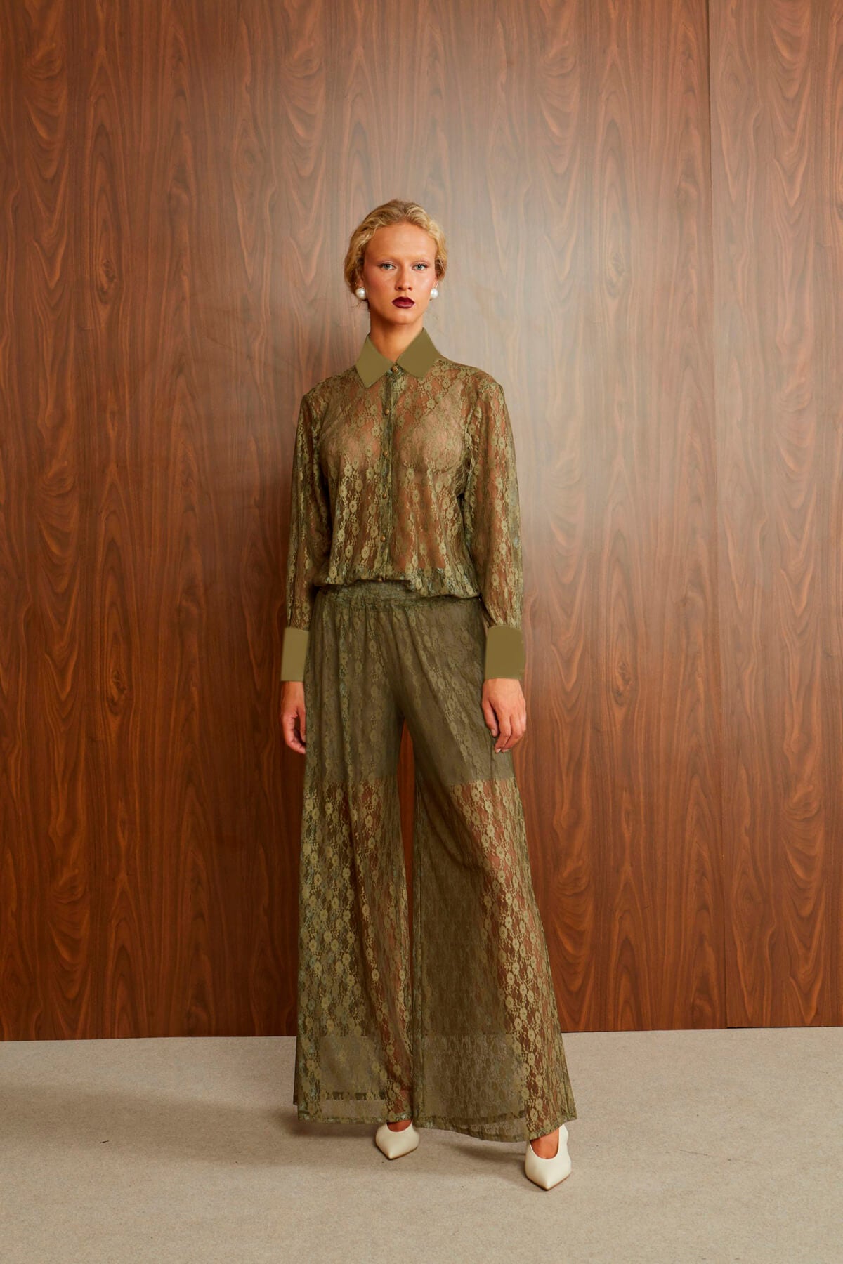 Πουκαμίσα olive lace