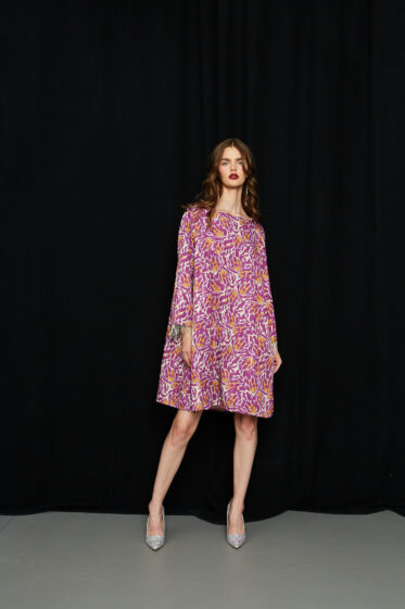 Φόρεμα Lurex Μωβ με κρόσια