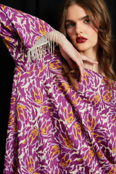 Φόρεμα Lurex Μωβ με κρόσια - alternate view