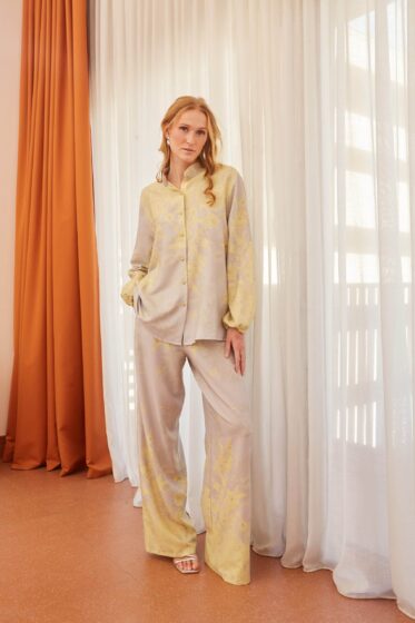 Πουκάμισο με μάο γιακά γκρι – κίτρινο - alternate view