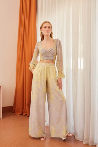 Παντελόνα γκρι – κίτρινο