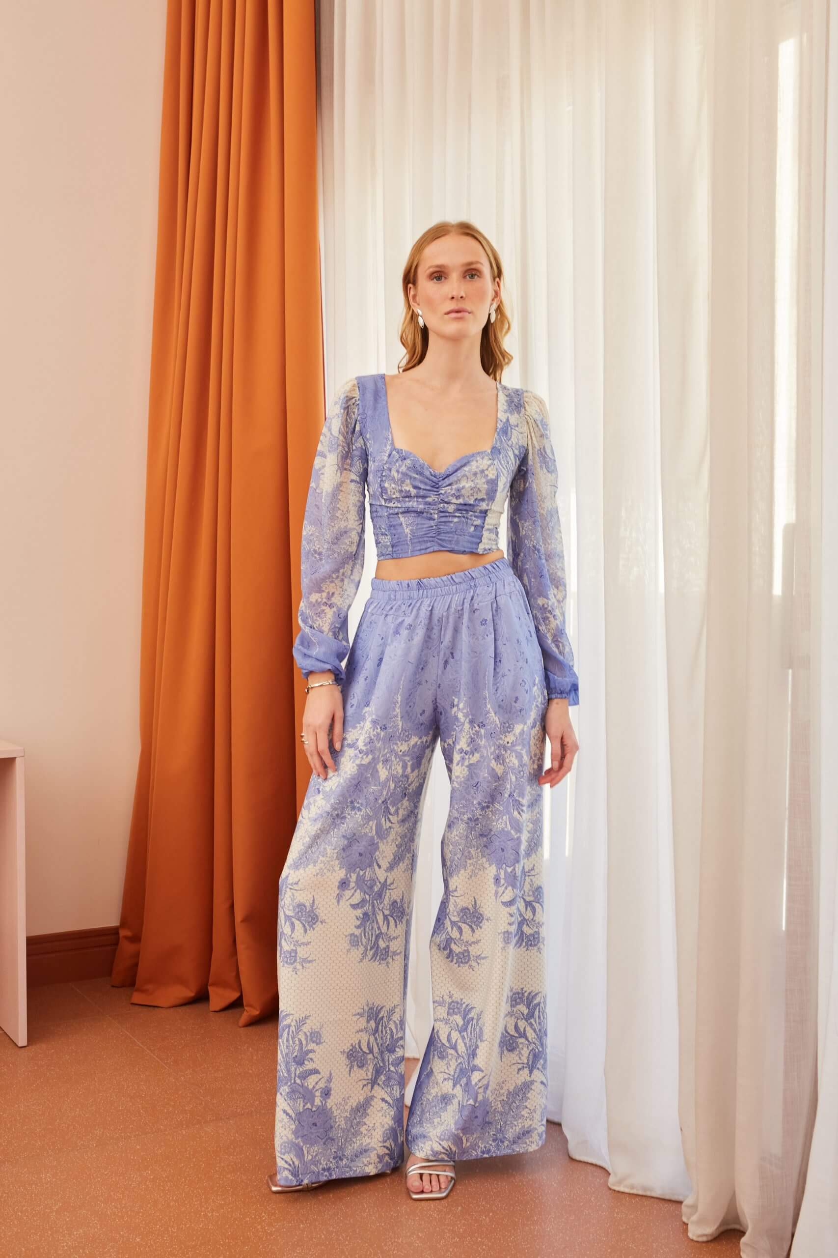 Παντελόνα άσπρο – λιλά