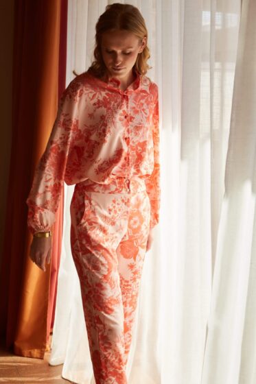 Πουκάμισο με μάο γιακά πορτοκαλί- βερικοκί - alternate view