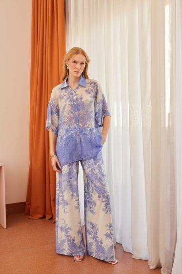 Πουκαμίσα κοντομάνικη άσπρο – λιλά