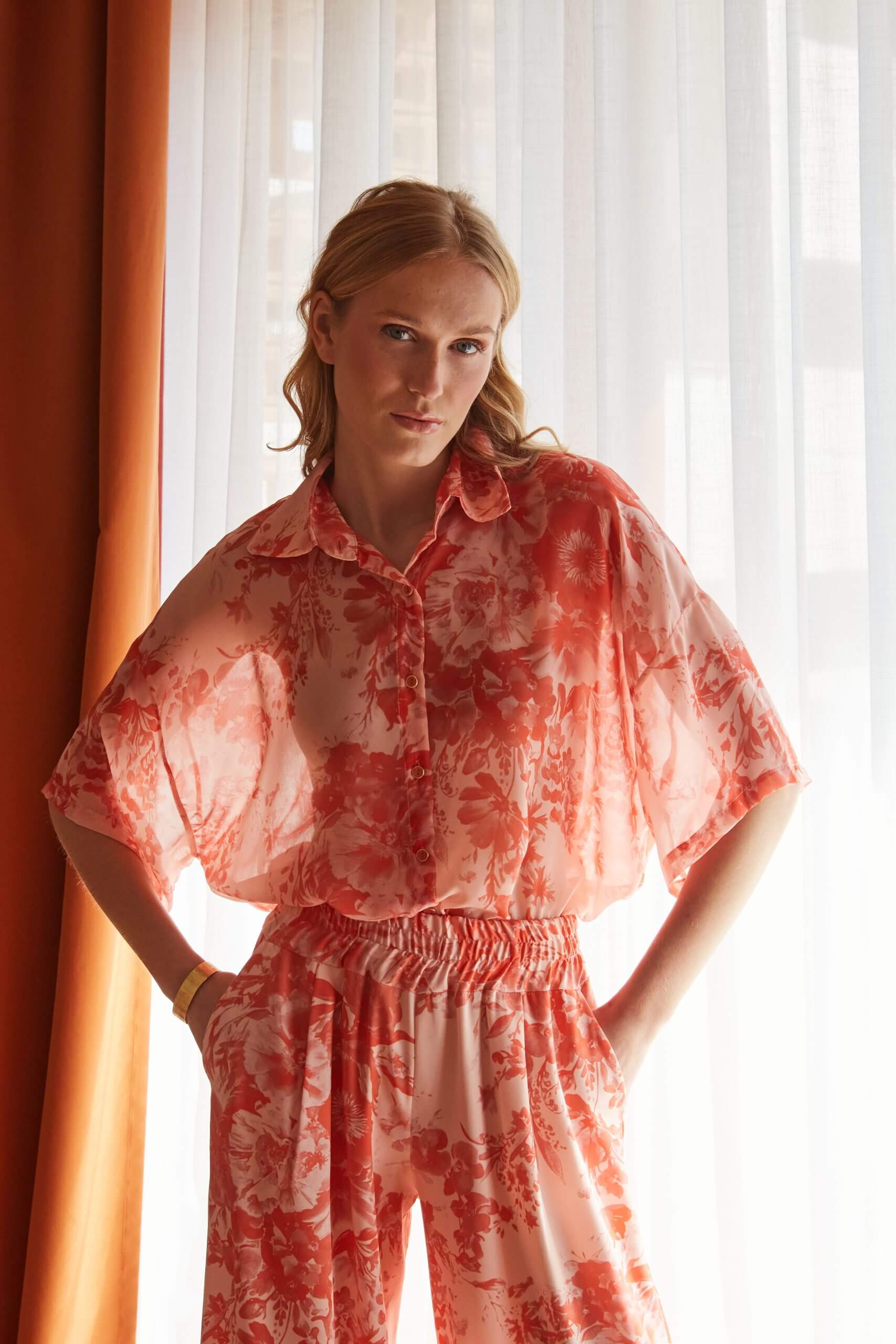 Πουκαμίσα κοντομάνικη πορτοκαλι – βερικοκί