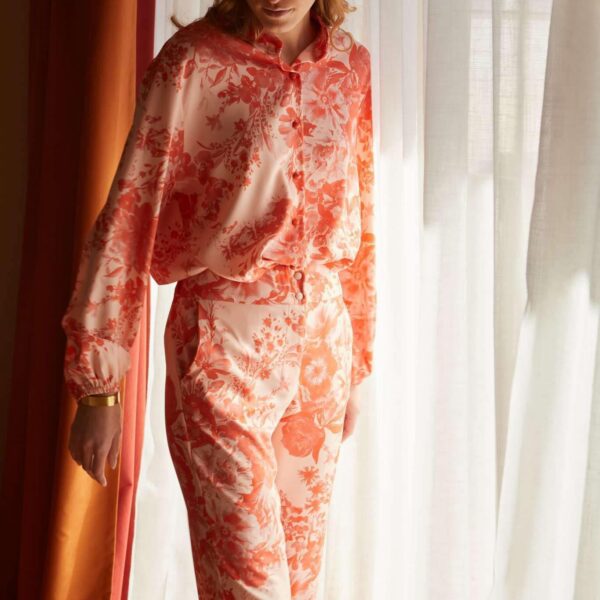 Παντελόνι στενή γραμμή πορτοκαλί – βερικοκί