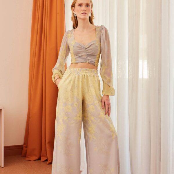 Παντελόνα γκρι – κίτρινο